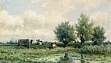 Willem Roelofs A Summer Landscape With Grazing Cows painting